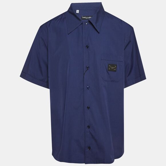 Dolce & Gabbana Navy Blue Cotton Short Sleeve Shirt 4Xl